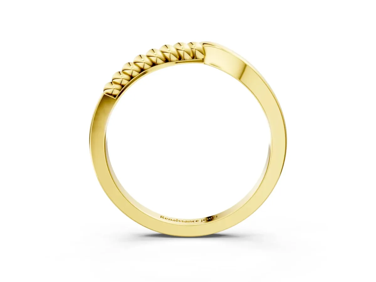 Twisted Solitaire Round Cut Knife Edge Prong Ring Yellow gold