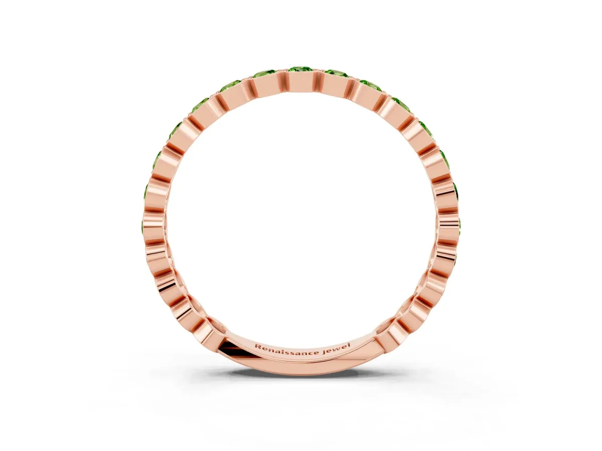 Round Peridot Bezel Set Eternity Band Rose gold