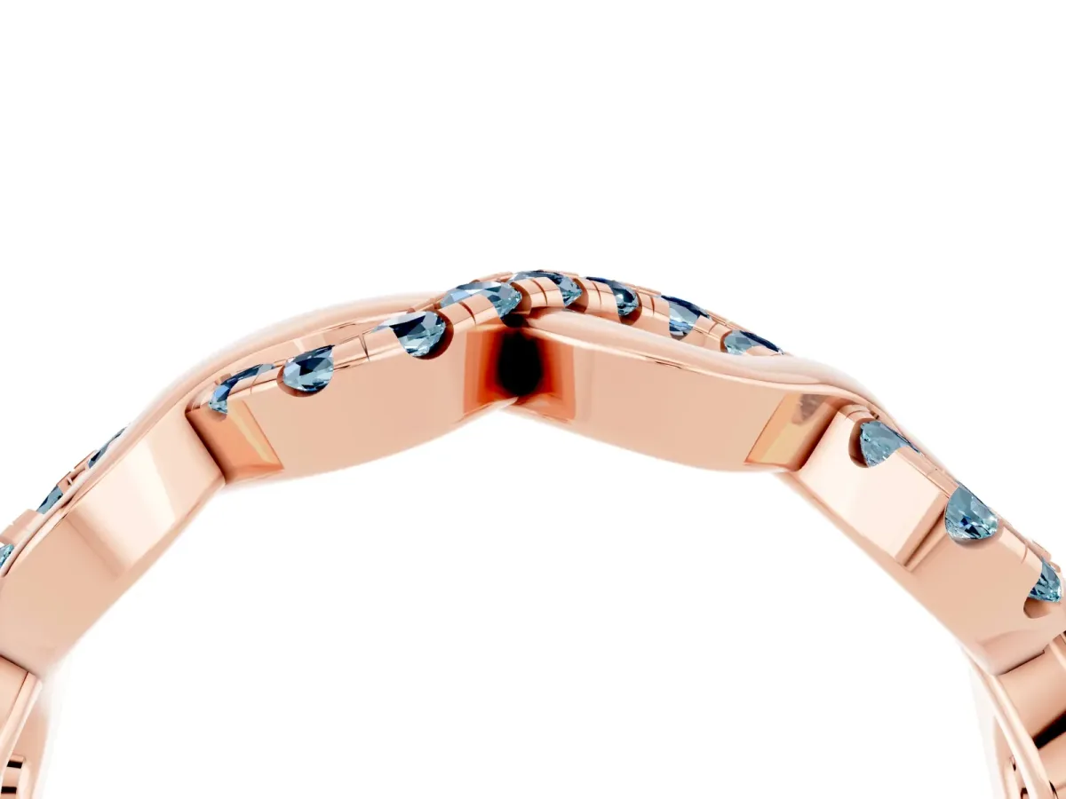 Twist Infinity Round Aquamarine Band with Pavé Setting Rose gold