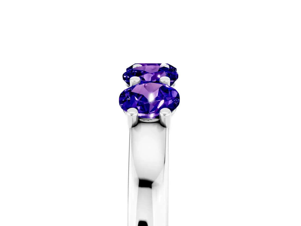 Four-Stone Round Tanzanite Prong-Set Band Platinum