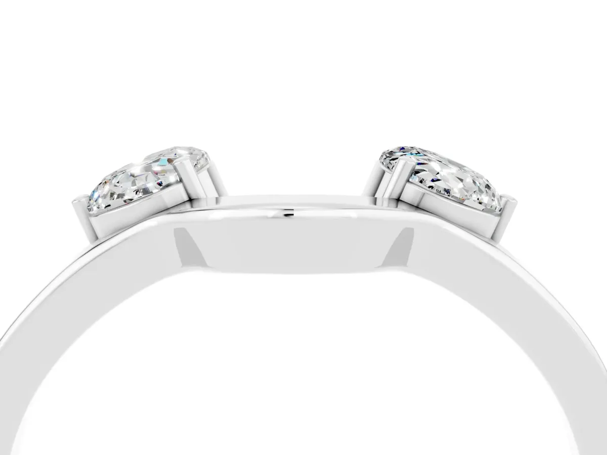 Dual Round Moissanite Open Band Ring with Prong Setting Silver