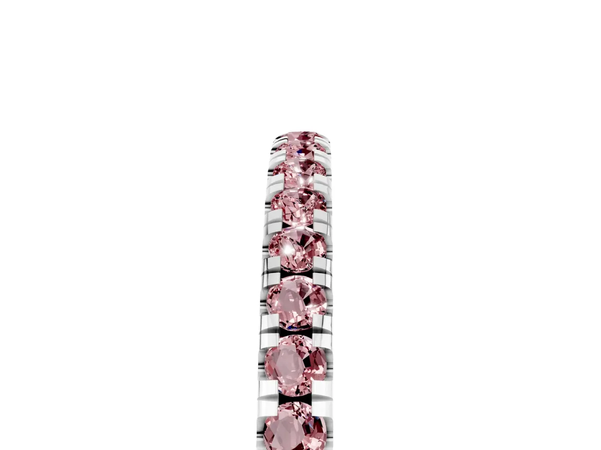 Pavé Round Morganite Half Eternity Band with Shared Prong Setting Platinum