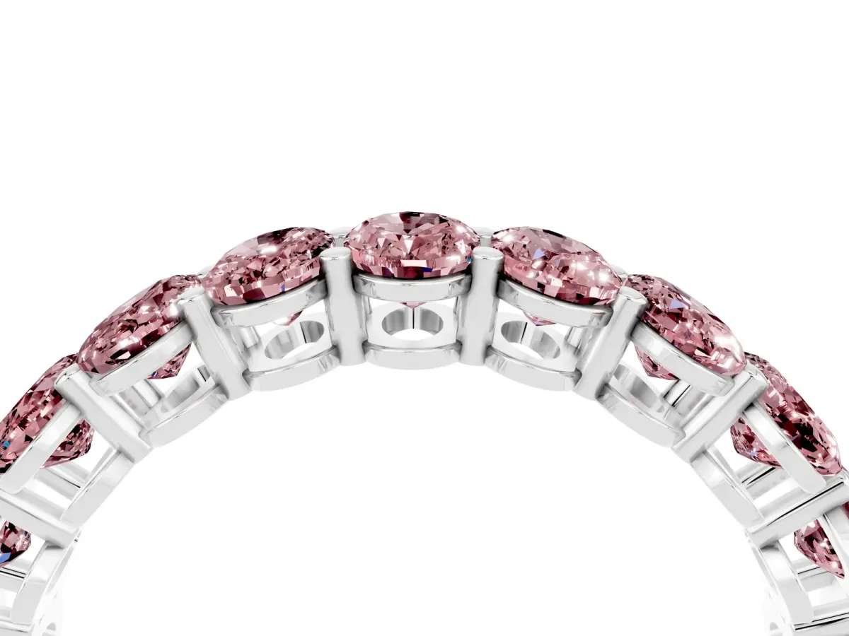 Oval Cut Morganite Eternity Band with Shared Prong Setting Silver