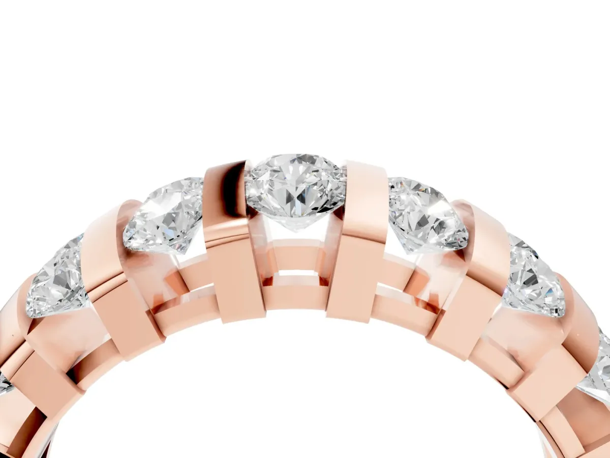 Channel-Set Round Diamond Multi-Row Band Rose gold