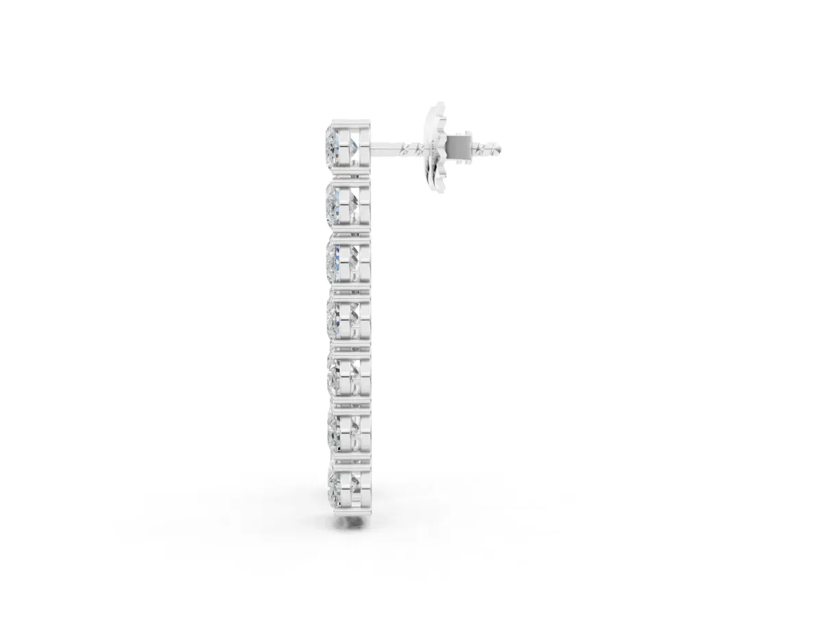 Oval Diamond Huggie Hoop Earrings Silver