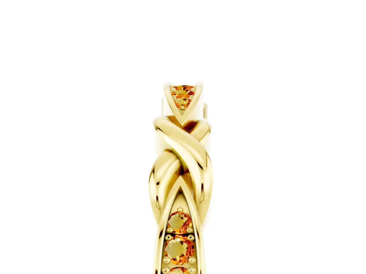 Twisted Marquise Citrine Pavé Band with Shared Prong Setting Yellow gold
