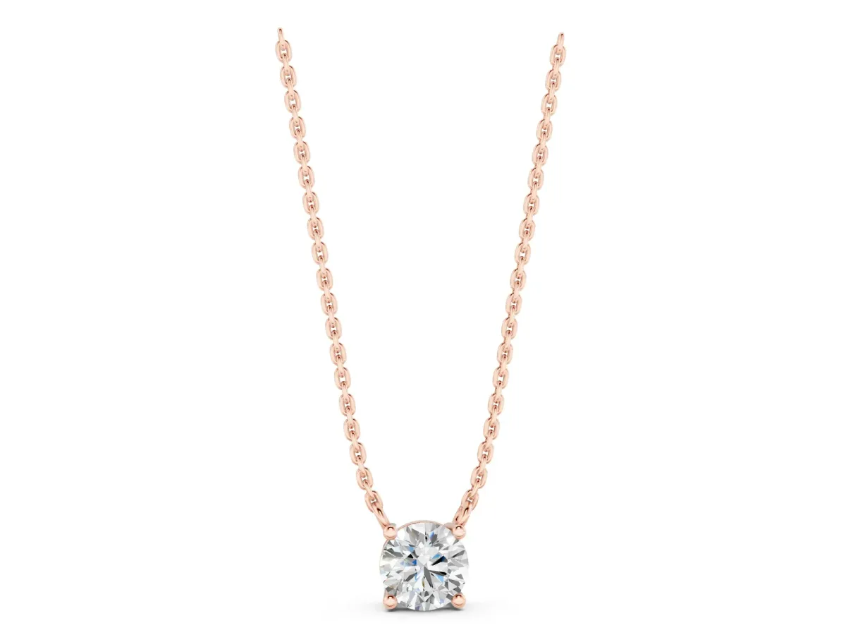 Round Solitaire Pendant with Four-Prong Basket Setting Rose gold