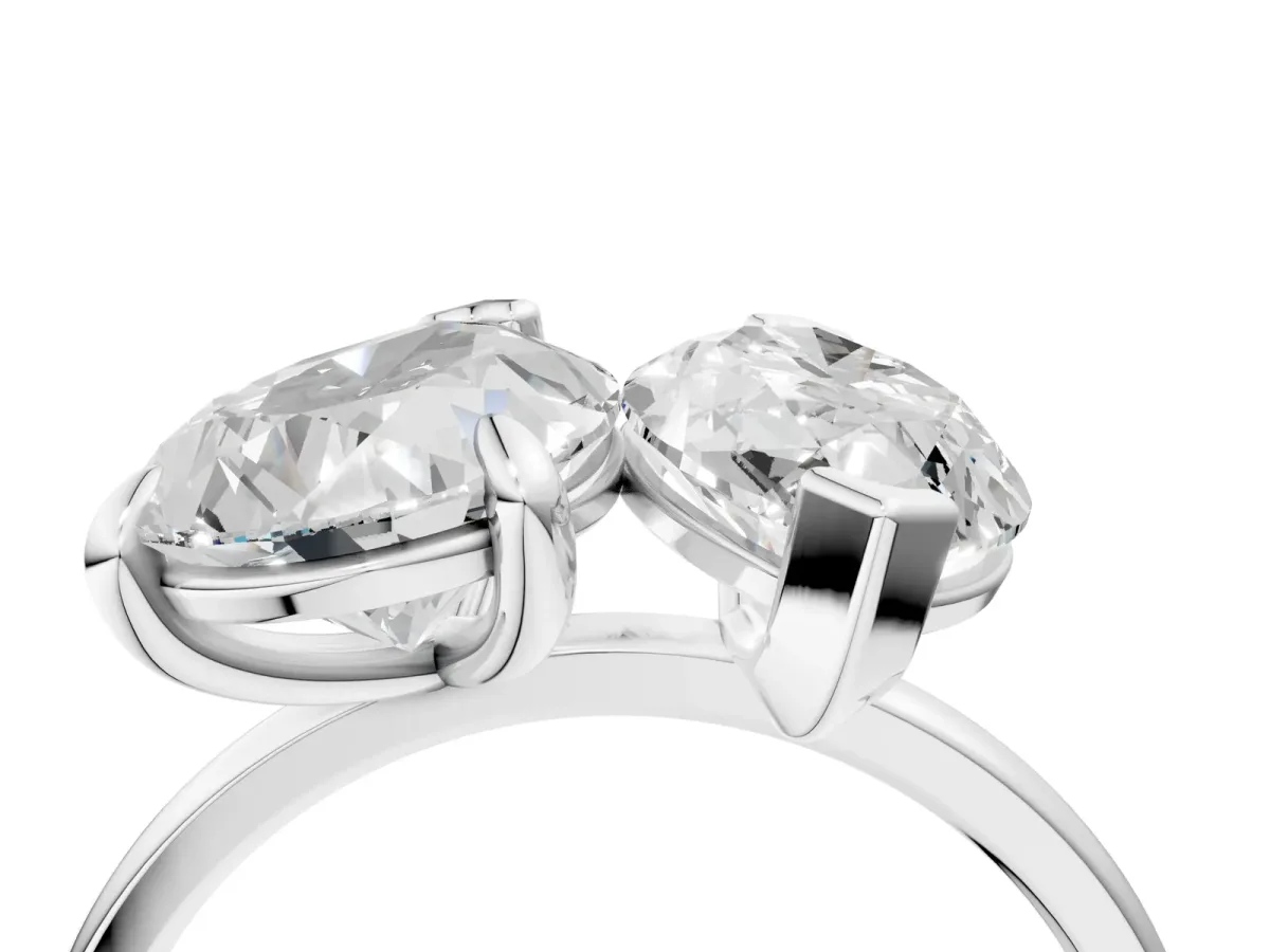 Pear and Marquise Toi Moi Ring with Prong Setting and Plain Band Silver