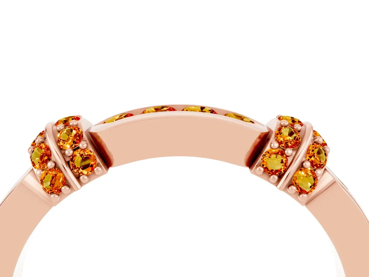 Pavé Round Citrine Link Band with Bezel Setting Rose gold