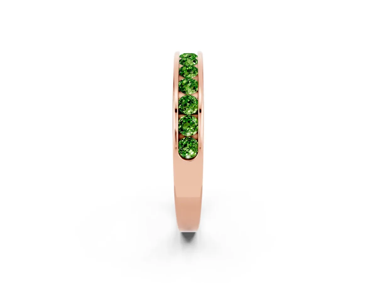 Channel Set Round Peridot Eternity Band Rose gold