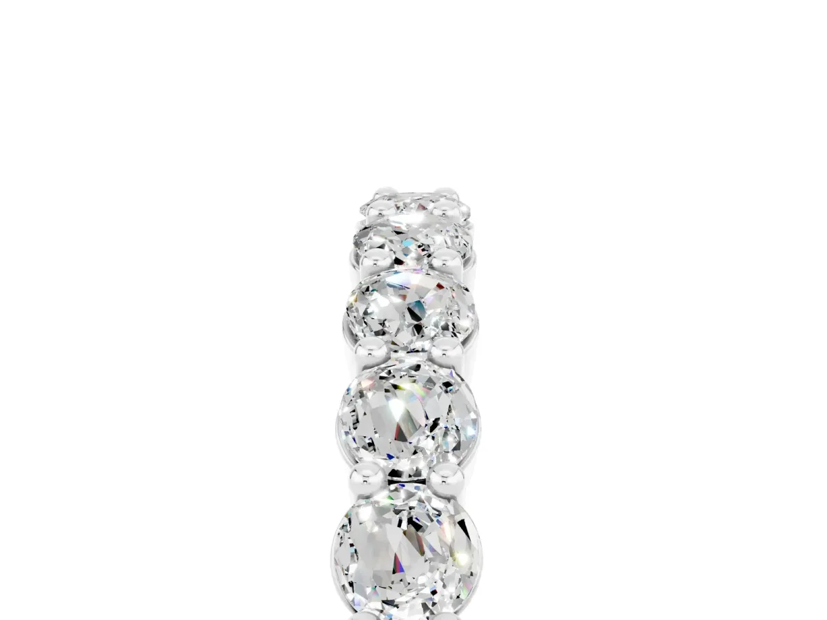 Round Moissanite Half Eternity Band with Prong Setting White gold