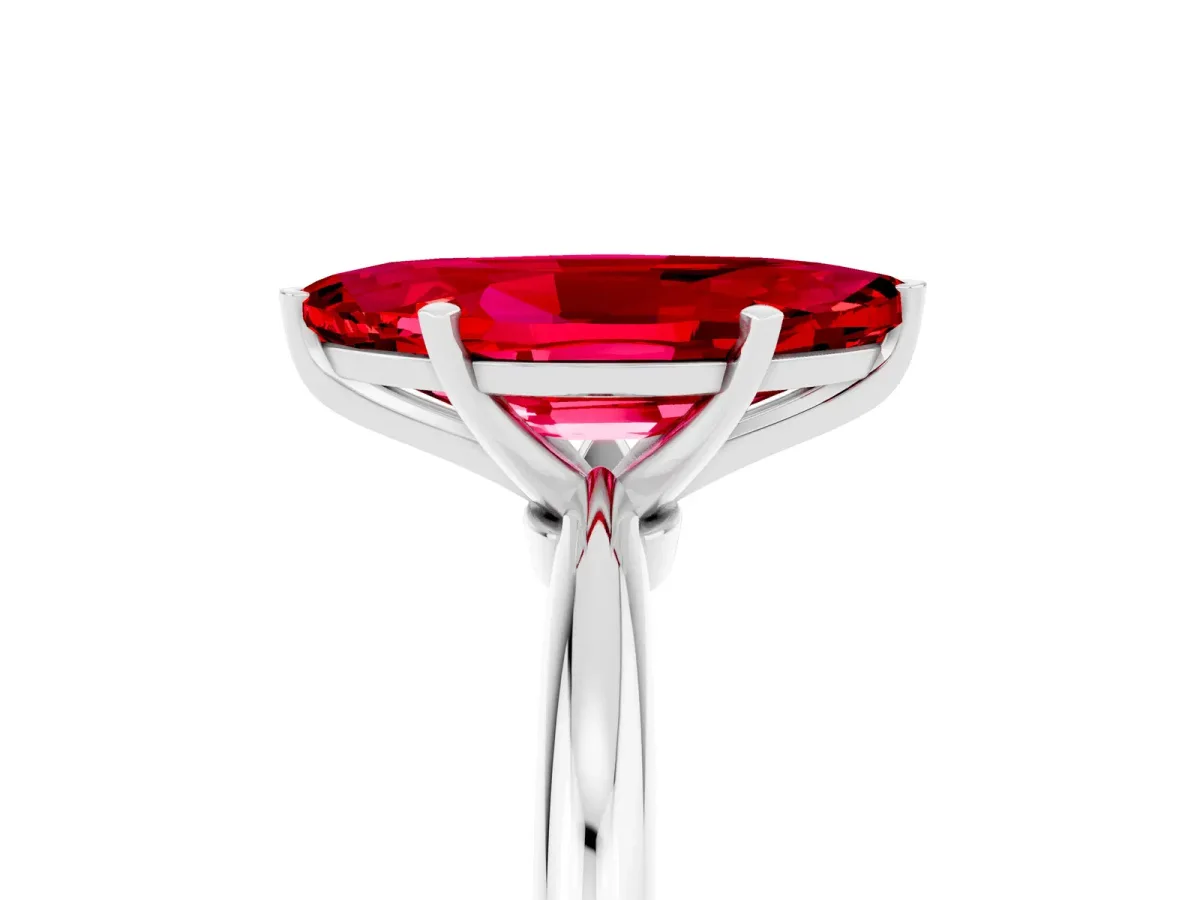 Marquise Cut Ruby Solitaire Ring with Six-Prong Setting and Classic Band Platinum