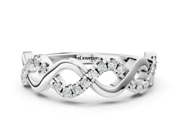 Twist Infinity Round Diamond Band with Pavé Setting White gold