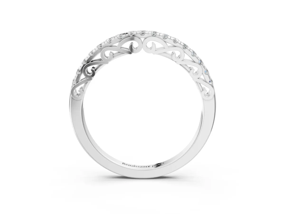 Round Cut Diamond Prong Set Eternity Band Silver