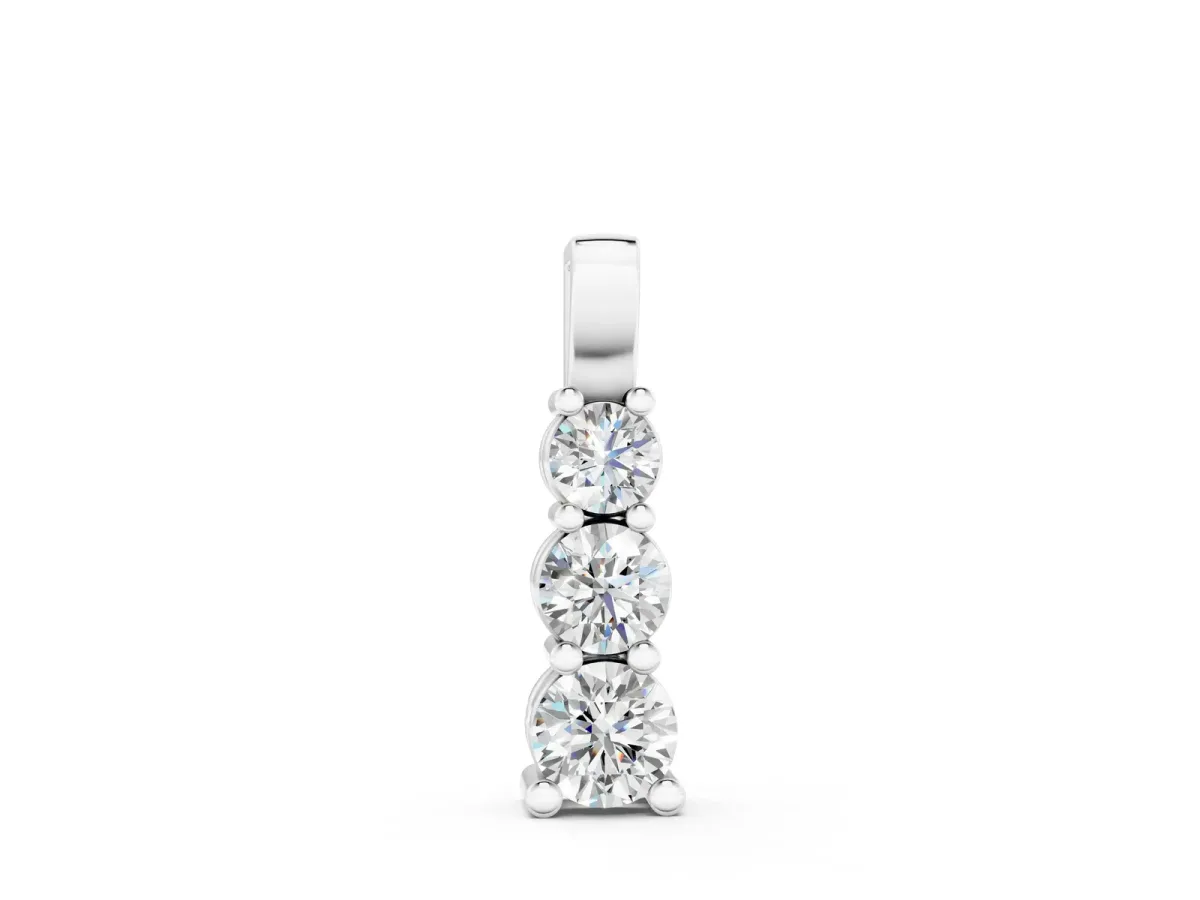 Round Diamond Vertical Prong Pendant White gold
