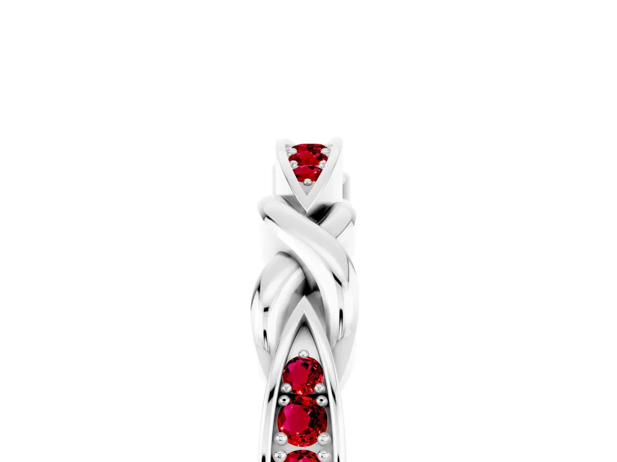 Twisted Marquise Ruby Pavé Band with Shared Prong Setting Silver