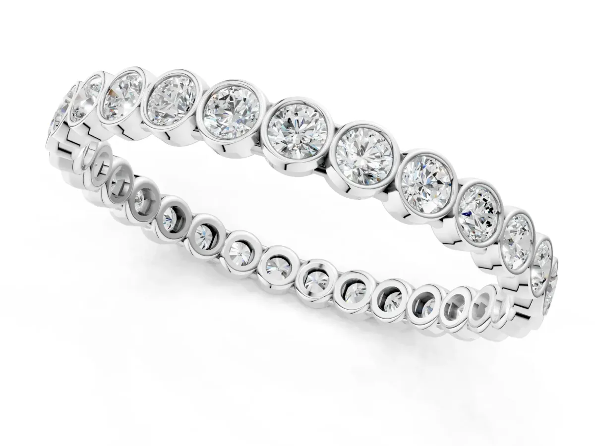 Bezel-Set Round Diamond Eternity Band Platinum
