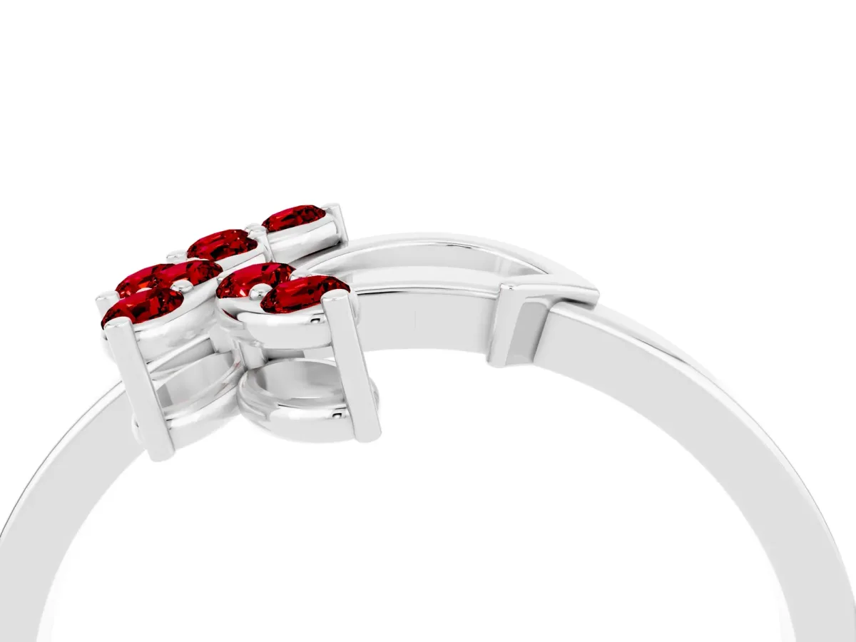 Marquise Ruby Cluster Bypass Ring with Prong Setting Platinum