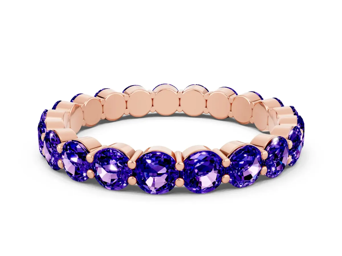 Round Tanzanite Eternity Band with U-Prong Setting Rose gold
