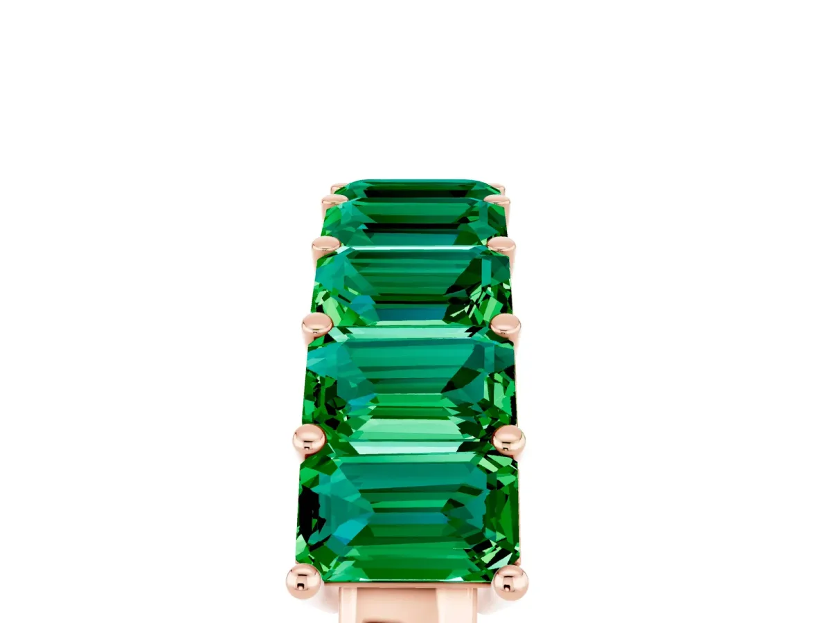 Emerald Cut Emerald Prong-Set Eternity Band Rose gold