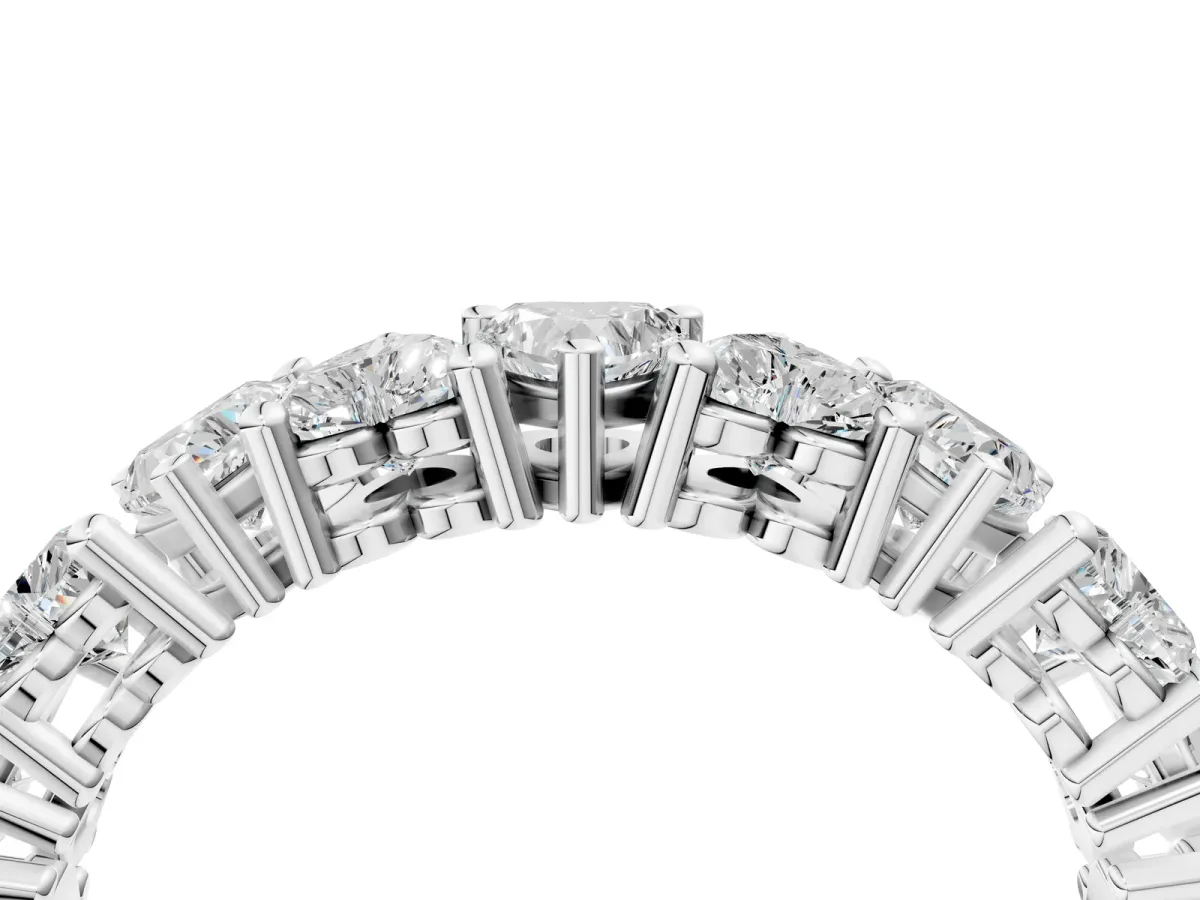 Heart Cut Eternity Band with Shared Prong Setting Silver