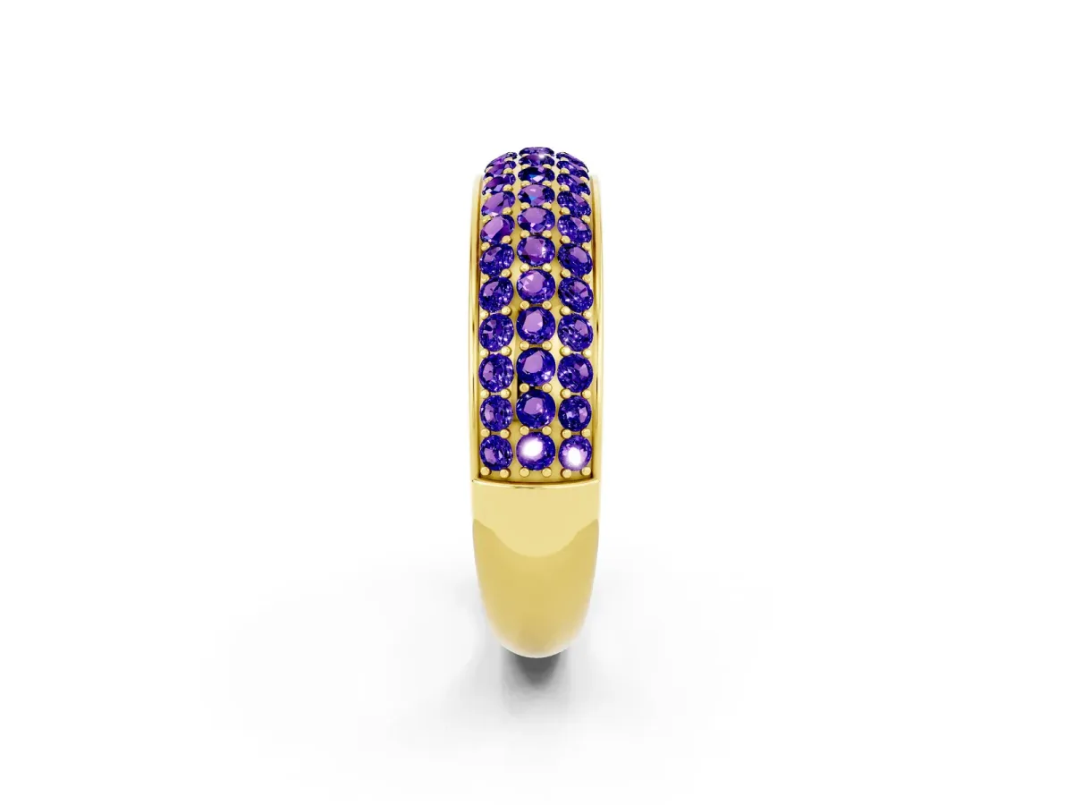 Three-Row Round Tanzanite Eternity Band with Shared Prong Setting Yellow gold