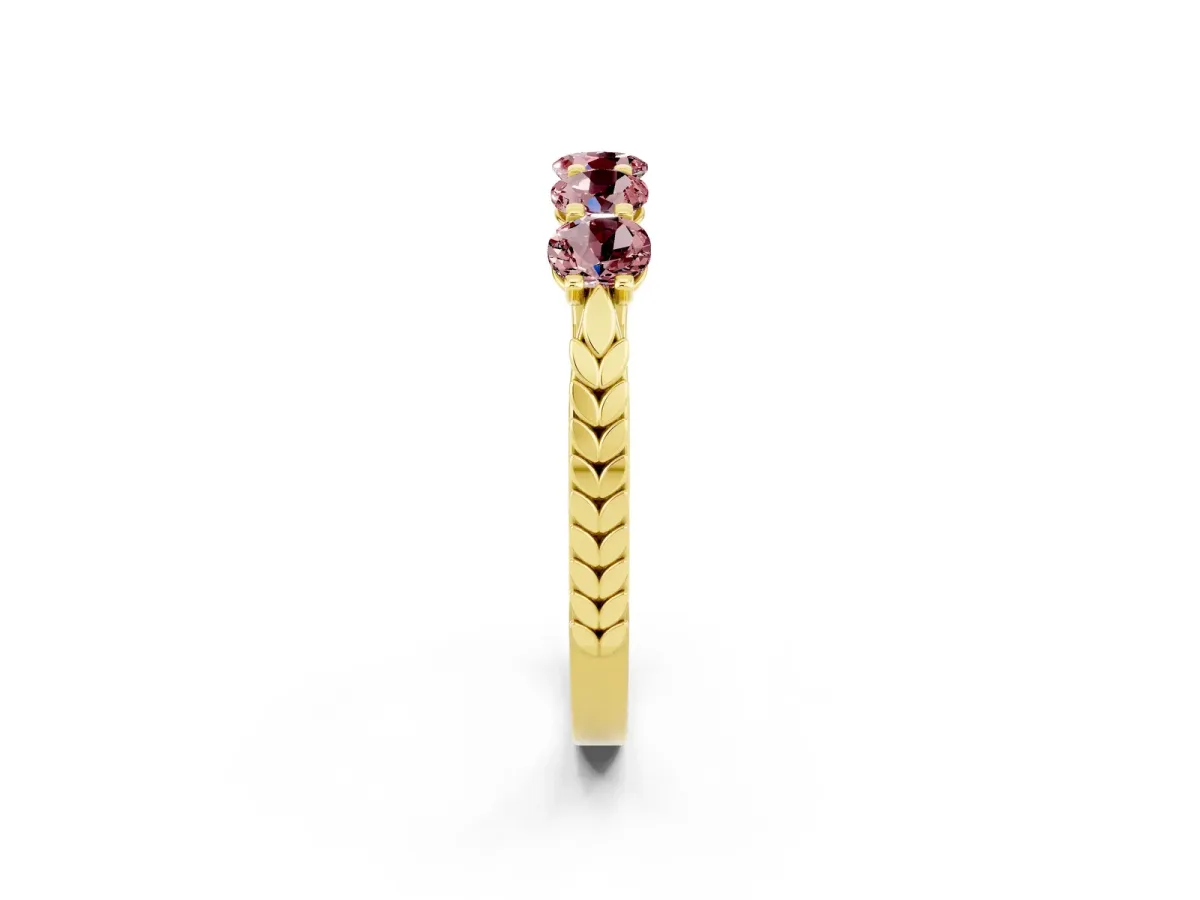Five-Stone Round Morganite Prong-Set Band Yellow gold