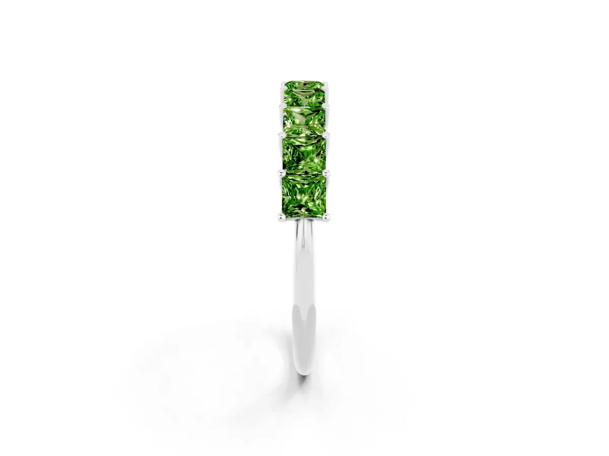 Princess Cut Peridot Channel-Set Eternity Band with Prong Setting Platinum