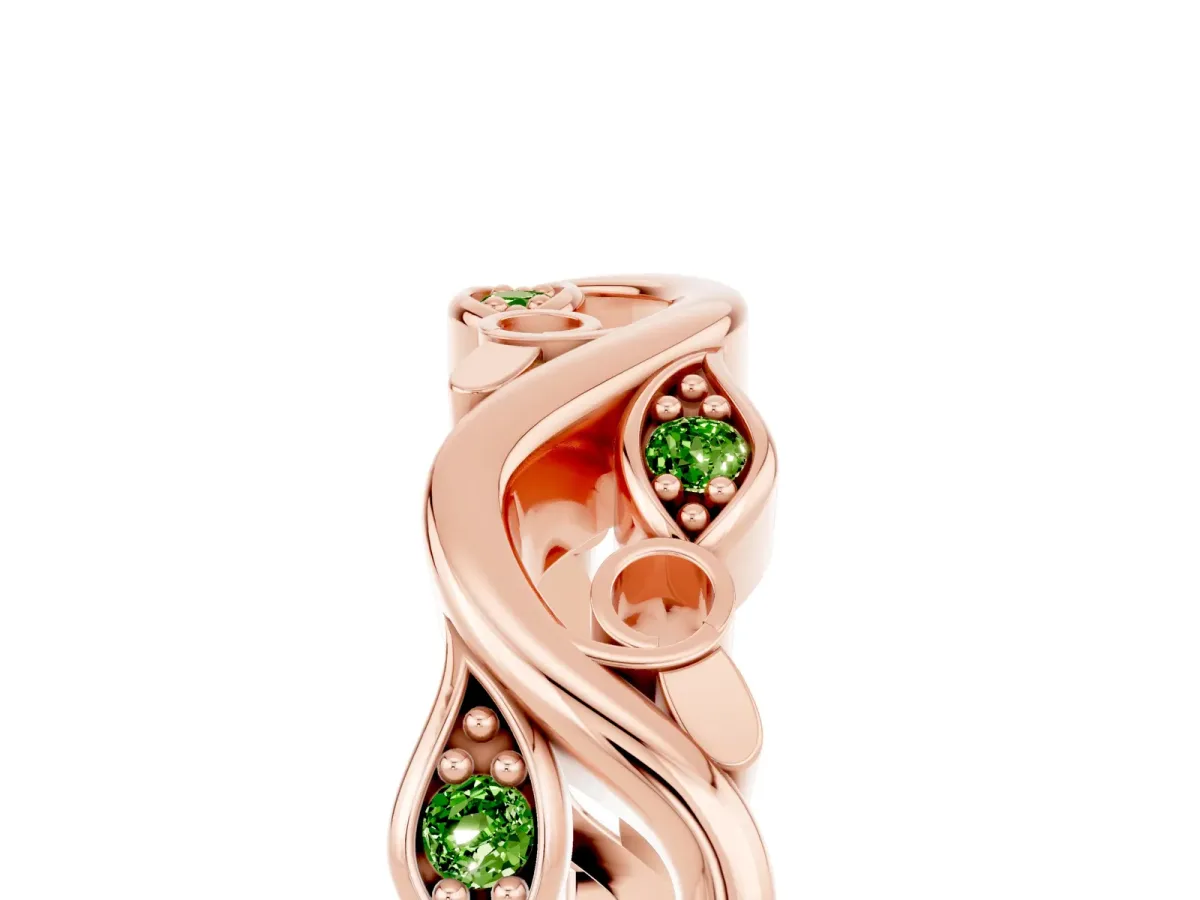 Marquise Peridot Vine Eternity Band with Bezel Setting Rose gold