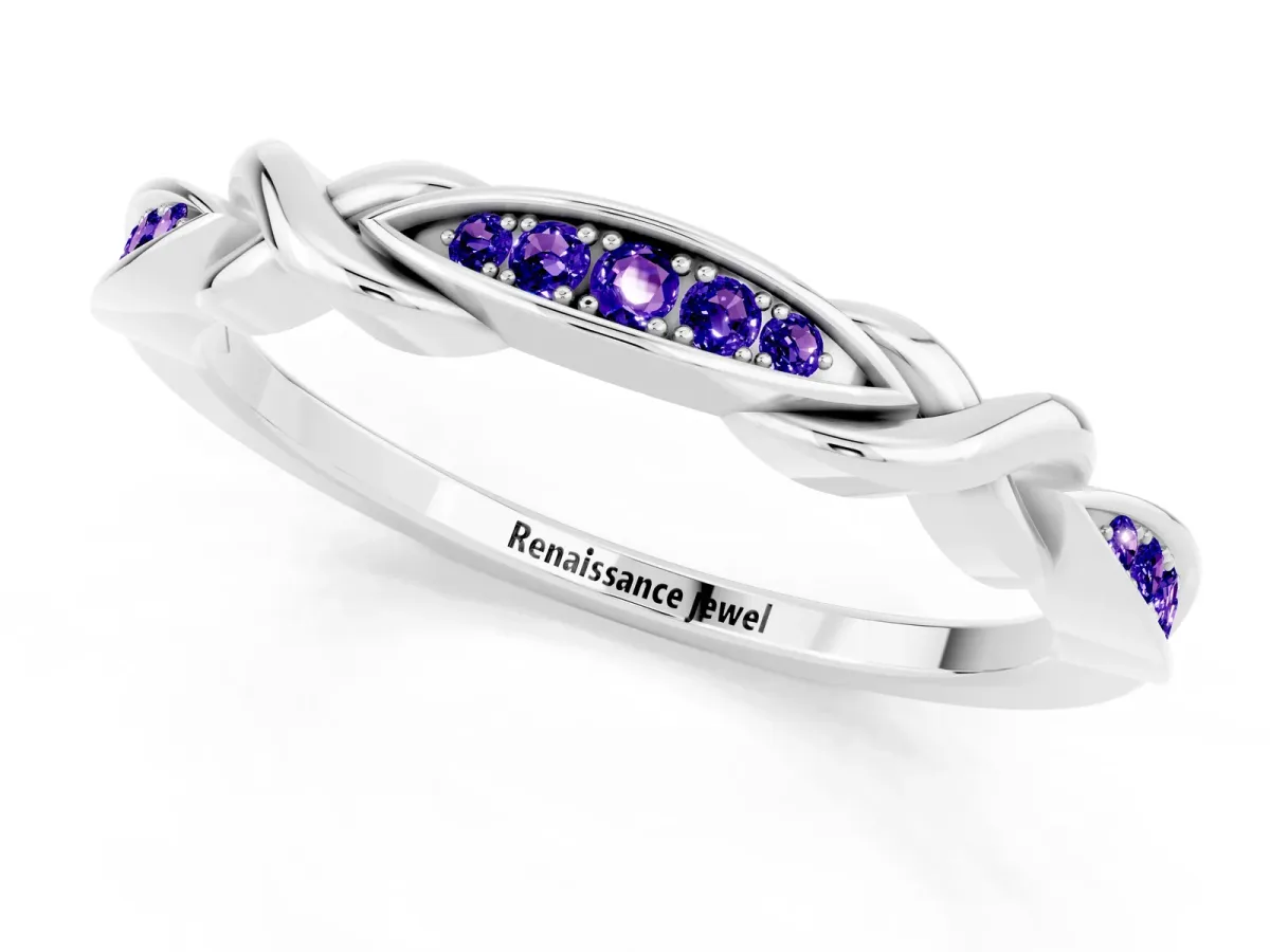 Twisted Marquise Tanzanite Pavé Band with Shared Prong Setting Platinum