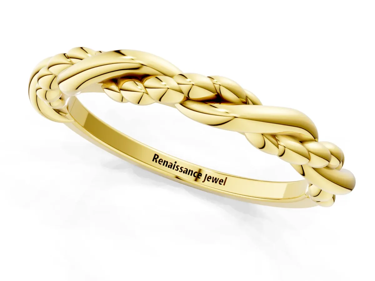 Twisted Rope Solitaire Band Yellow gold