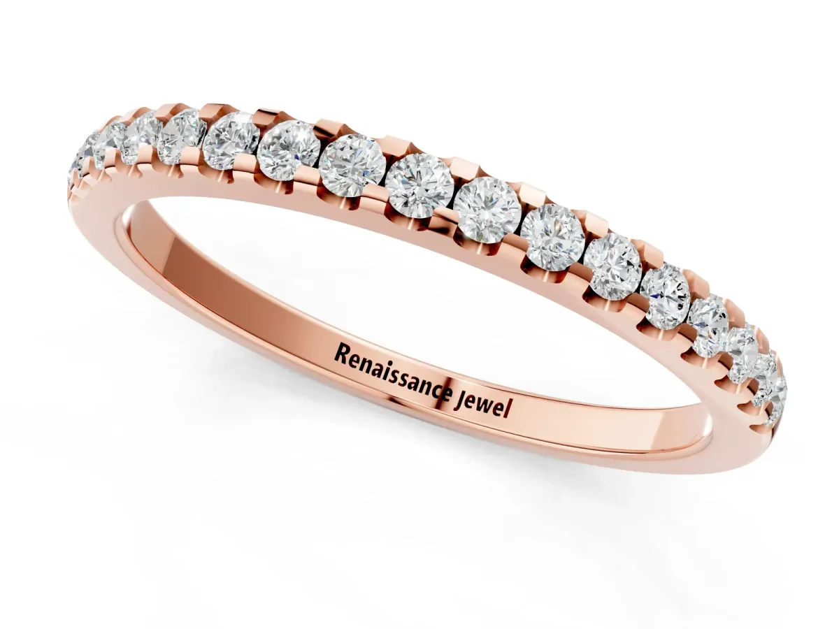 Round Diamond Half Eternity Prong Set Band Rose gold