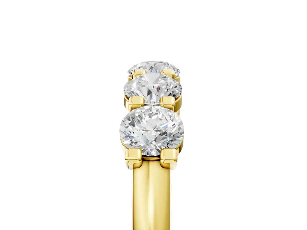 Round Cut Diamond Half Eternity Band with Prong Setting Yellow gold