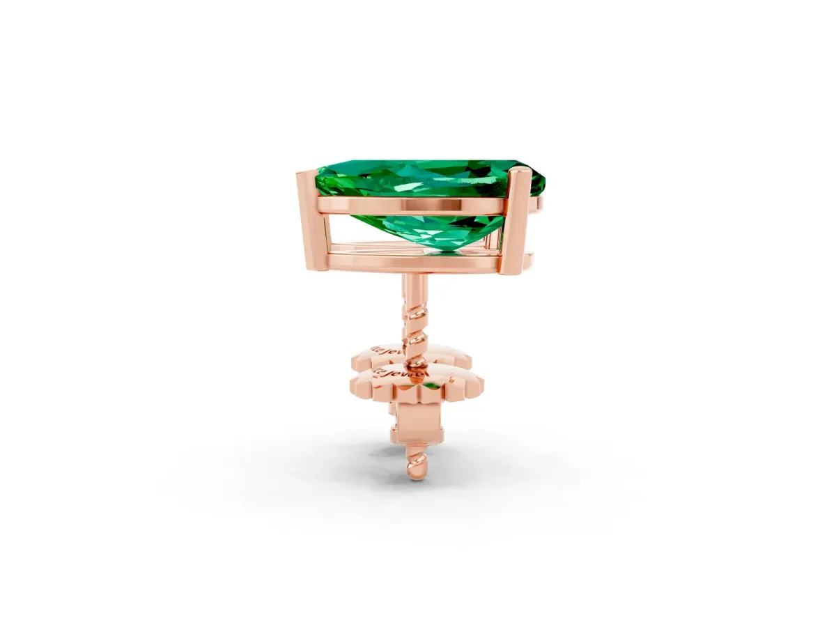 Pear Cut Emerald Stud Earrings Rose gold