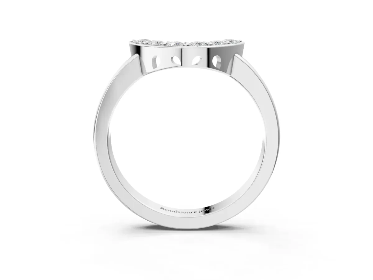 U-Shaped Pavé Round Diamond Contour Band with Shared Prong Setting Platinum