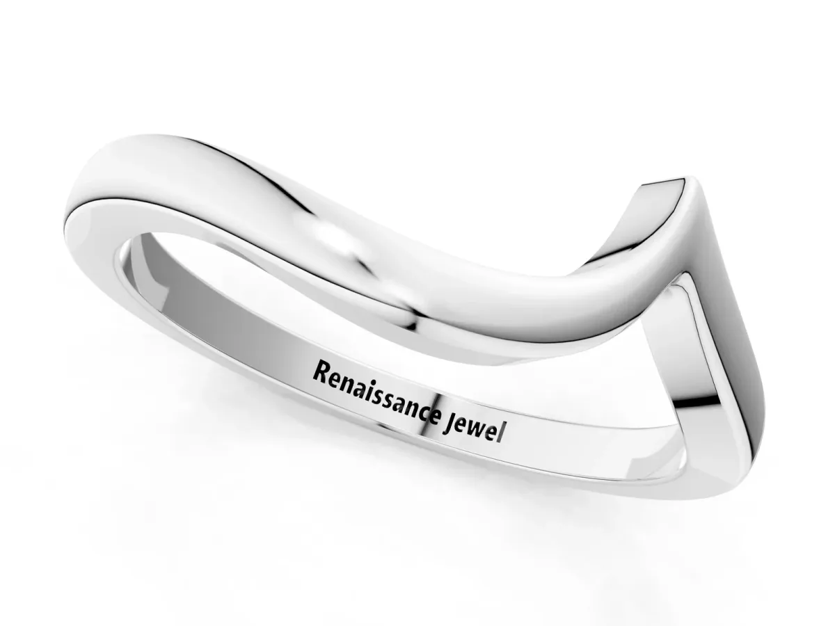 Chevron V-Shaped Contour Band Silver