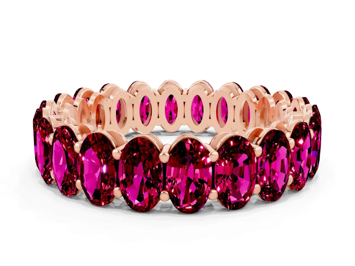 Oval Cut Garnet Eternity Band with Shared Prong Setting Rose gold