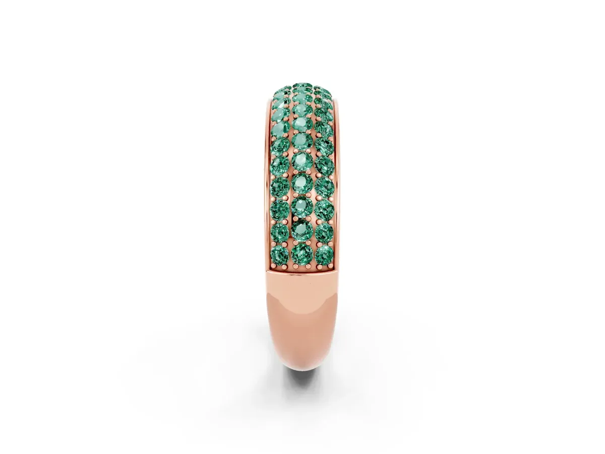 Three-Row Round Green Sapphire Eternity Band with Shared Prong Setting Rose gold