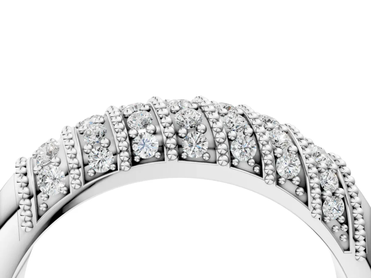 Channel Set Round Diamond Dome Band White gold