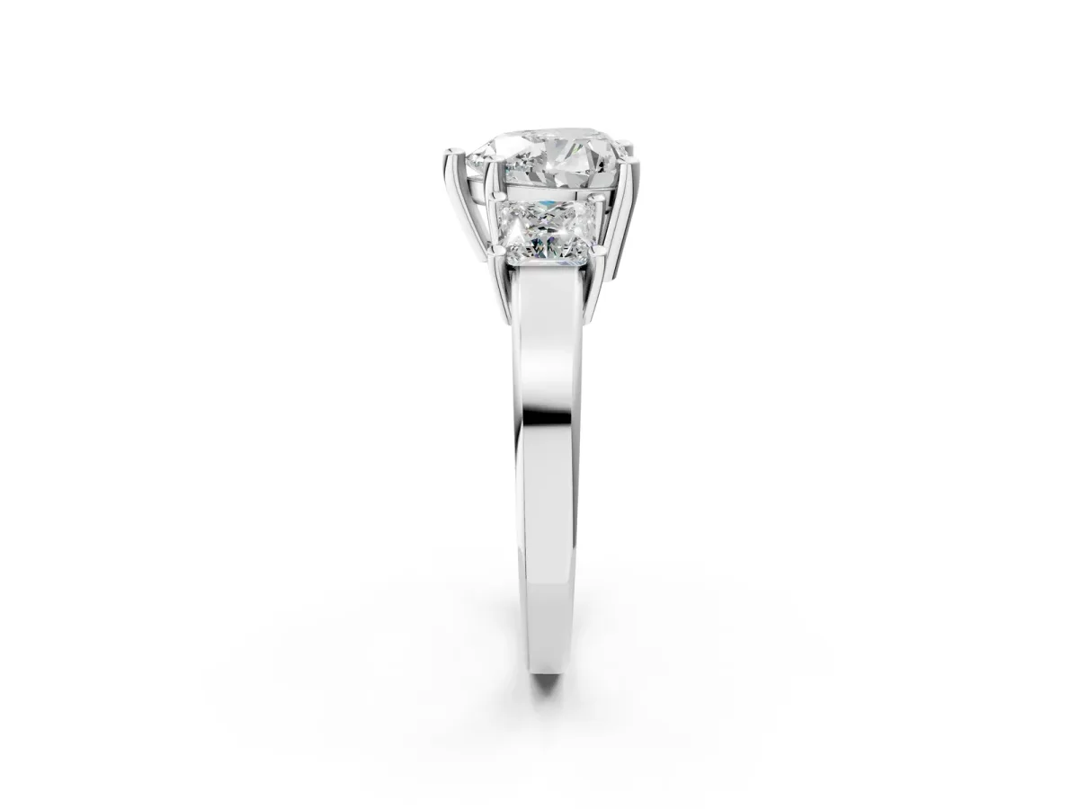 Three-Stone Heart Cut Cut Solitaire Ring with Prong Setting Platinum