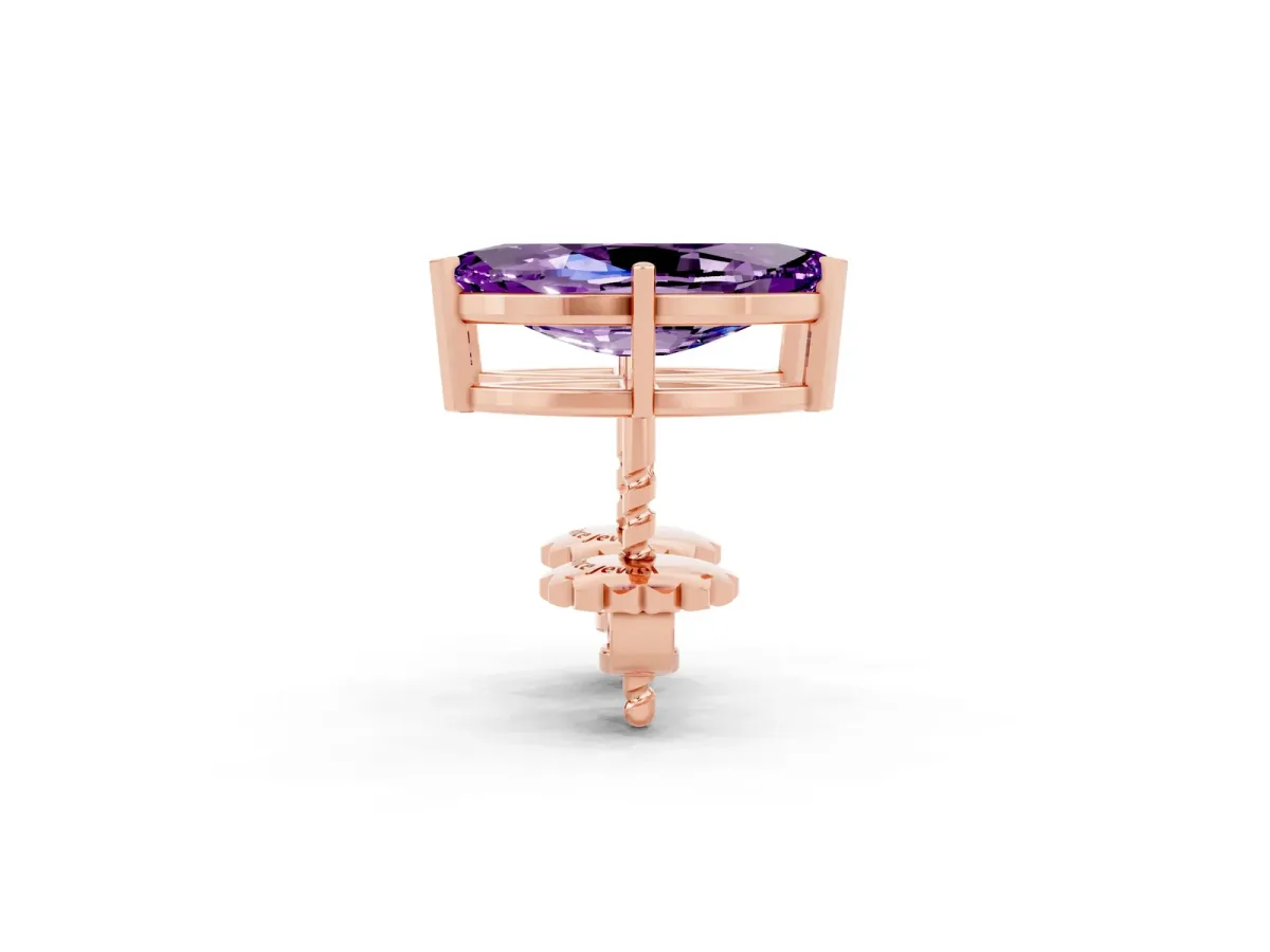 Marquise Cut Amethyst Stud Earrings Rose gold