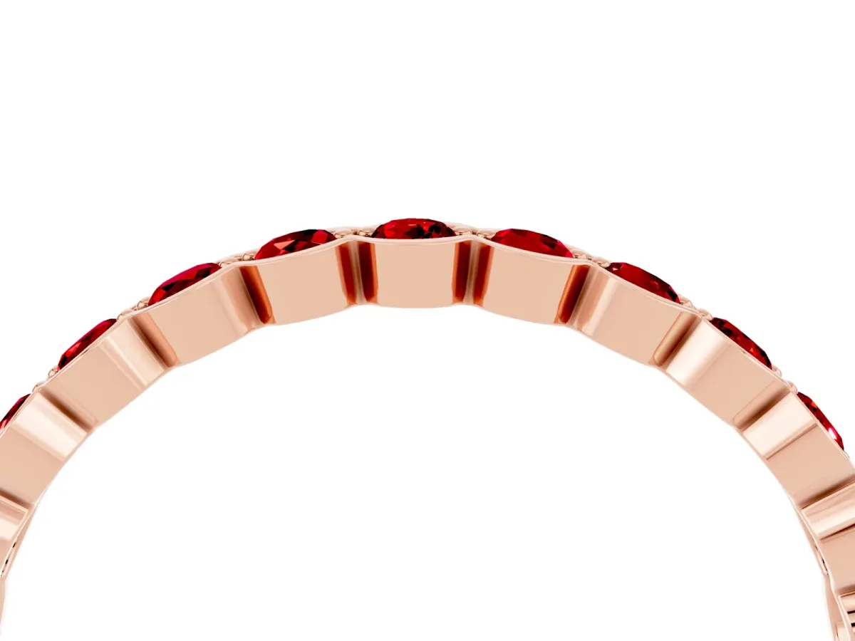 Round Ruby Bezel Set Eternity Band Rose gold