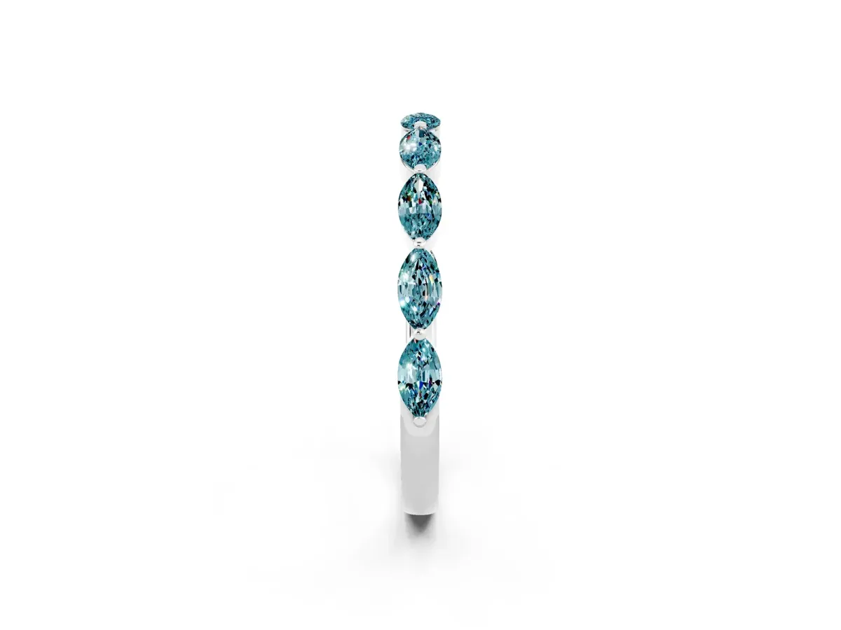 Marquise Blue Topaz Half Eternity Band with Prong Setting Platinum