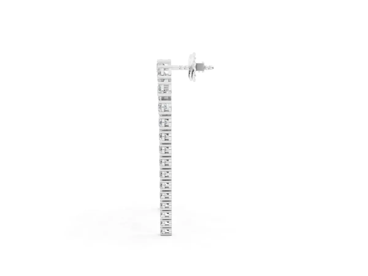 Round Diamond U-Shaped Drop Earrings Silver