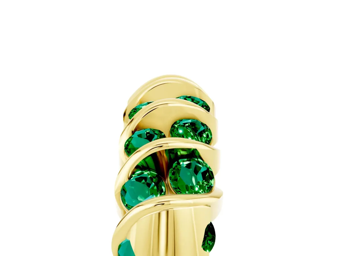 Channel Set Round Emerald Multi-Row Band Yellow gold