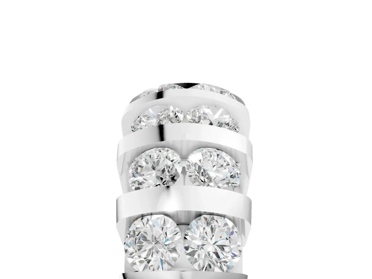 Channel-Set Round Diamond Multi-Row Band Platinum