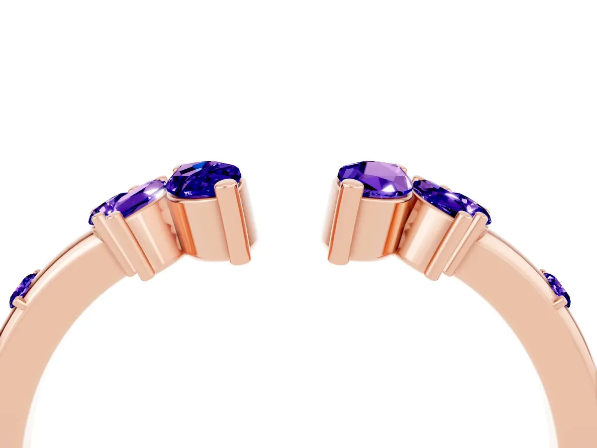Open Marquise Cluster Tanzanite Band with Prong Setting Rose gold