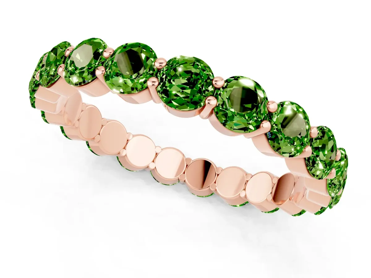 Round Peridot Eternity Band with U-Prong Setting Rose gold