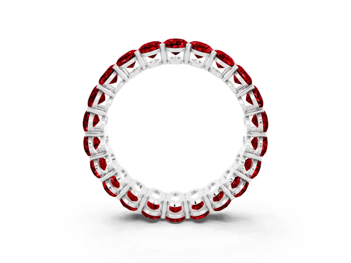 Oval Cut Ruby Eternity Band with Shared Prong Setting Platinum