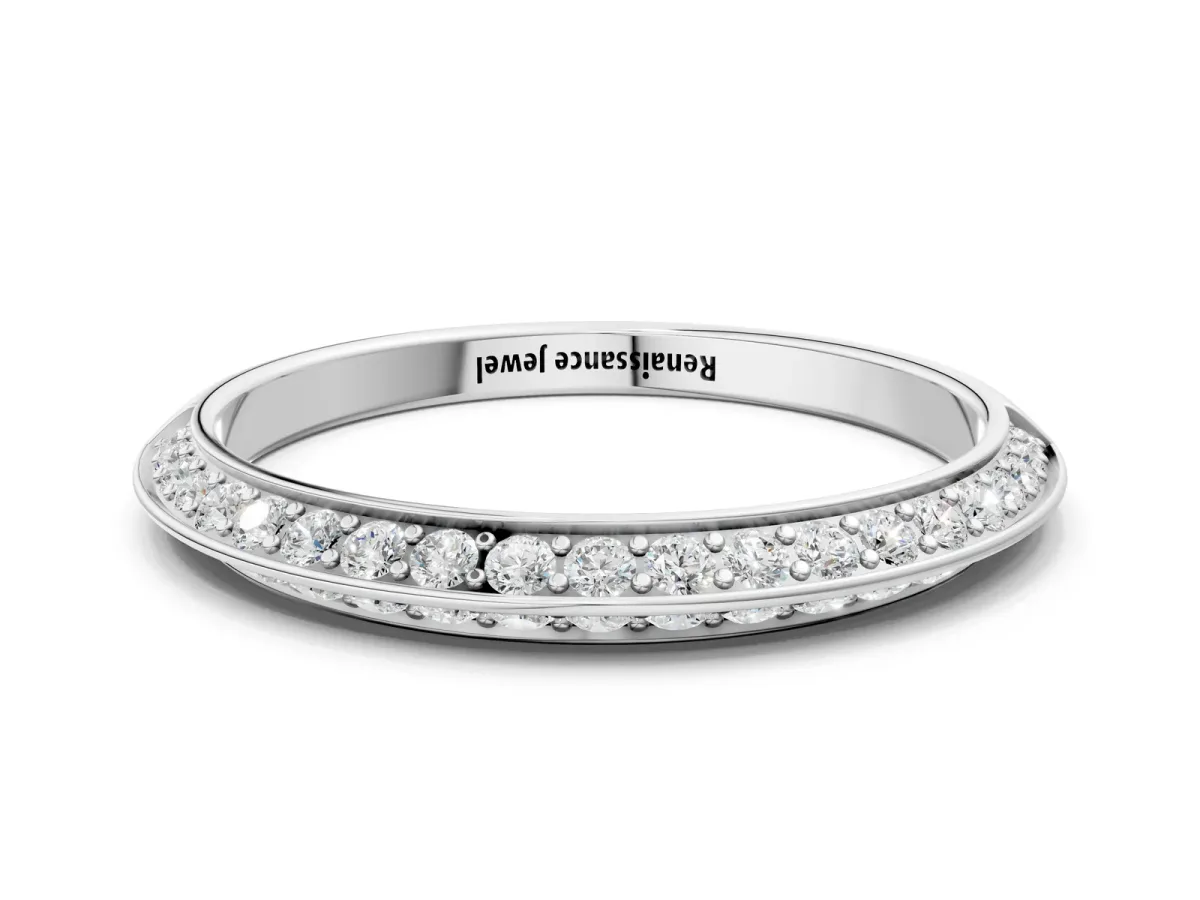 Double Row Pavé Round Diamond Eternity Band with Channel Setting Silver